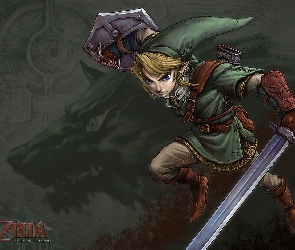 postać, Legend Of Zelda, tarcza, elf, miecz