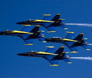 Samoloty, Boeing F/A 18-Hornet, Angels, Blue, Cztery