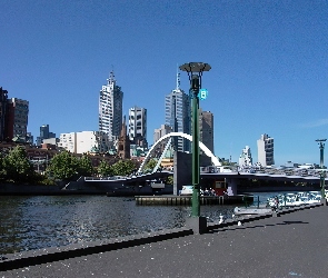 Australia, Wieżowce, Most, Woda, Melbourne