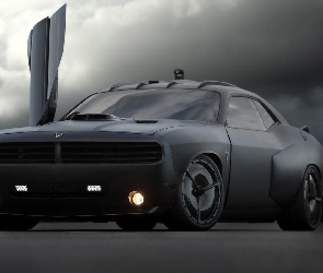 Drzwi, Otwarte, Czarny, Dodge Challenger Vapor