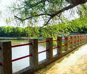 Jezioro, Drzewa, Bulwar