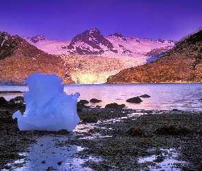 Jezioro, Alaska, Lodu, Kawałek, Góry