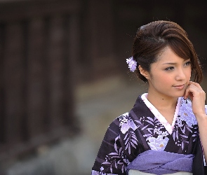 Nostalgia, Fiolet, Kobieta, Kimono