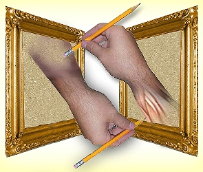 Dwie, 4D, Ręce, Ołówek, Ramy