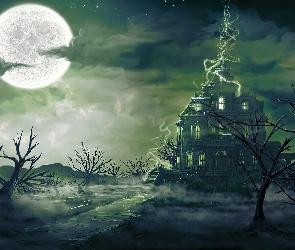 Dom, Drzewa, Księżyc