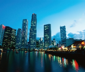Wieżowce, Światła, Singapur