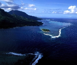 Tahiti, Wysepka, Ocean, Góry