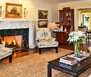 Przytulny, Kominek, Salon