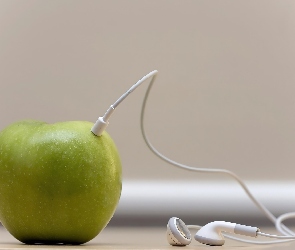 Apple, Słuchawki, Zielone, Jabłko