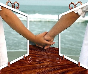 Morze, 4D, Miłość, Dłonie, Para