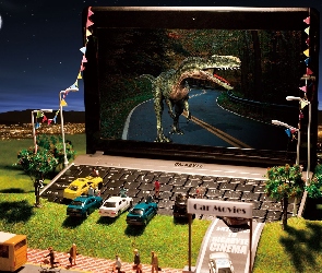 Dinozaur, Samochody, Laptop