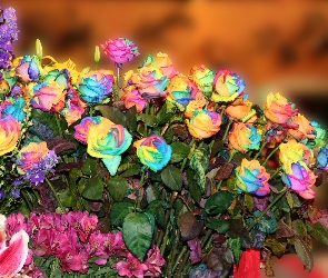 Kwiaty, Róż, Kolorowych, Bukiet