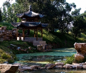Altana, Kamienie, Staw, Drzewa, Park