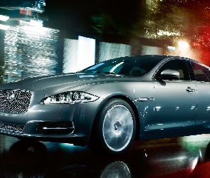 Światła, Miasto, XJ, Jaguar, X351, Srebrny