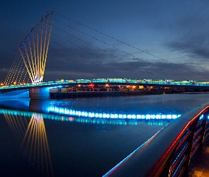 Most, Noc, Światła, Kolorowe
