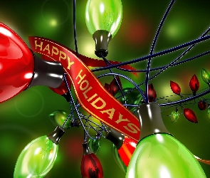 Holidays, Lampki, Happy