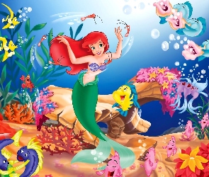 The Little Mermaid, Rybki, Woda, Ariel, Mała Syrenka