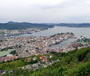 Panorama, Norwegia, Bergen, Miasta