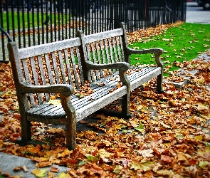 Jesienne, Liście, Ławka