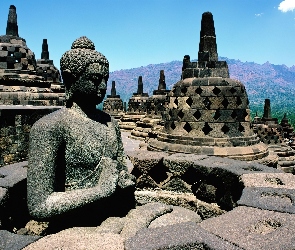 Borobudur, Indonezja, Budda, Posąg, Budowla