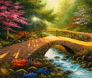 Rzeka, Drzewa, Most