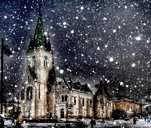 Kościół, Zima, Grafika