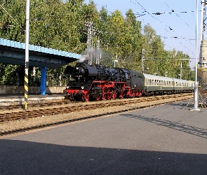 Peron, Wagony, Pociąg, Parowóz