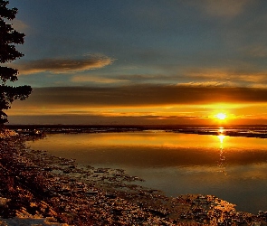 Wybrzeże, Alaska, Słońca, Zachód