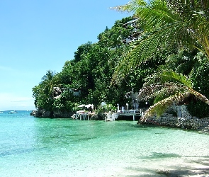 Skale, Na, Drzewa, Filipiny, Hotel, Morze, Tropikalne