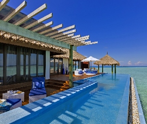Hotel, Malediwy, Morze, Basen