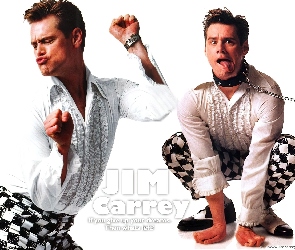 Jim Carrey, obroża, biała koszula