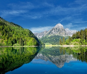 Stany Zjednoczone, Stan Kalifornia, Jezioro Mirror Lake, Góry, Las, Park Narodowy Yosemite