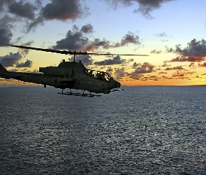 Helikopter, Niebo, Morze