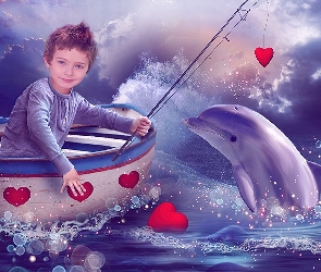 Chłopiec, Serca, Delfin