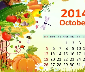 Pazdziernik 2014, Grafika, Kalendarz