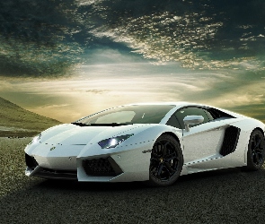 Droga, Aventador, Białe, Lamborghini