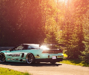 Jesień, Słońca, Droga, Honda NSX, Las, Promienie