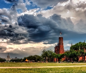 Panorama, Chmury, Kapitol, Waszyngton
