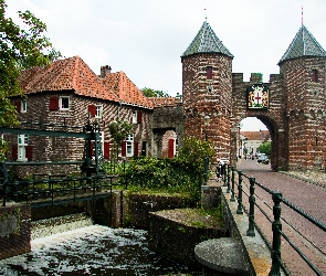 Amersfoort, Most, Eem, Śluza, Fragment, Brama, Murów, Obronnych, Baszty, Rzeka