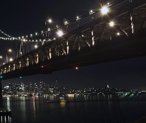 Noc, Rzeka, Most, Podświetlany