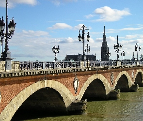 Bordeaux, Rzeka, Francja, Latarnie, Kościół, Most
