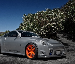 Nissan, Drzewa, Kwitnące, 350Z, Samochód