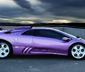 Chmury
 
, Niebo, Samochód, Fioletowy, Lamborghini, Diablo