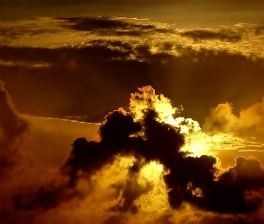Chmury, Zachód Słońca, Niebo