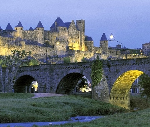 Francja, Rzeczka, Most, Fortyfikacje Carcassonne, Zamek w Carcassonne