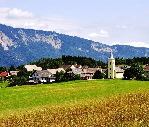 Austria, Łąka, Miasteczko, Góry