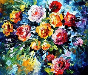 Bukiet Róż, Obraz, Leonid Afremov
