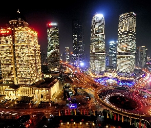 Noc, Miasto, Chiny, Szanghaj