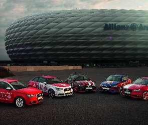 Audi, Samochody, Allianz Arena, Stadion, Monachium, Niemcy
