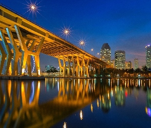 Panorama, Oświetlenie, Most, Zmierzch, Miasta